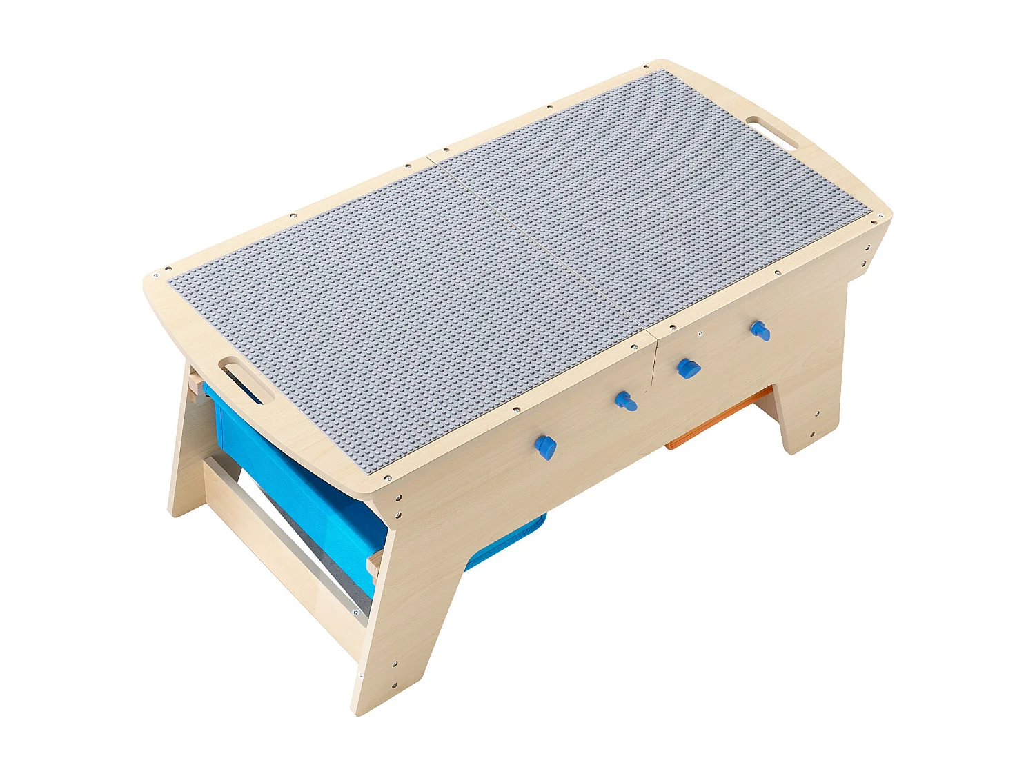 Table d'Activités SucceBuy pour Enfants avec 200 Blocs de Construction, Table de Jeu Multifonction en Bois, avec 3 Bacs de Rangement de Grand Espace