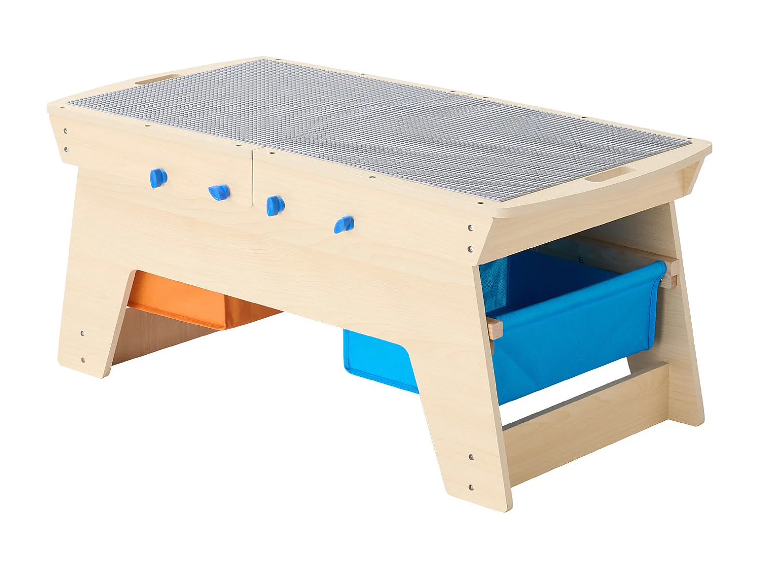 Table d'Activités SucceBuy pour Enfants avec 200 Blocs de Construction, Table de Jeu Multifonction en Bois, avec 3 Bacs de Rangement de Grand Espace