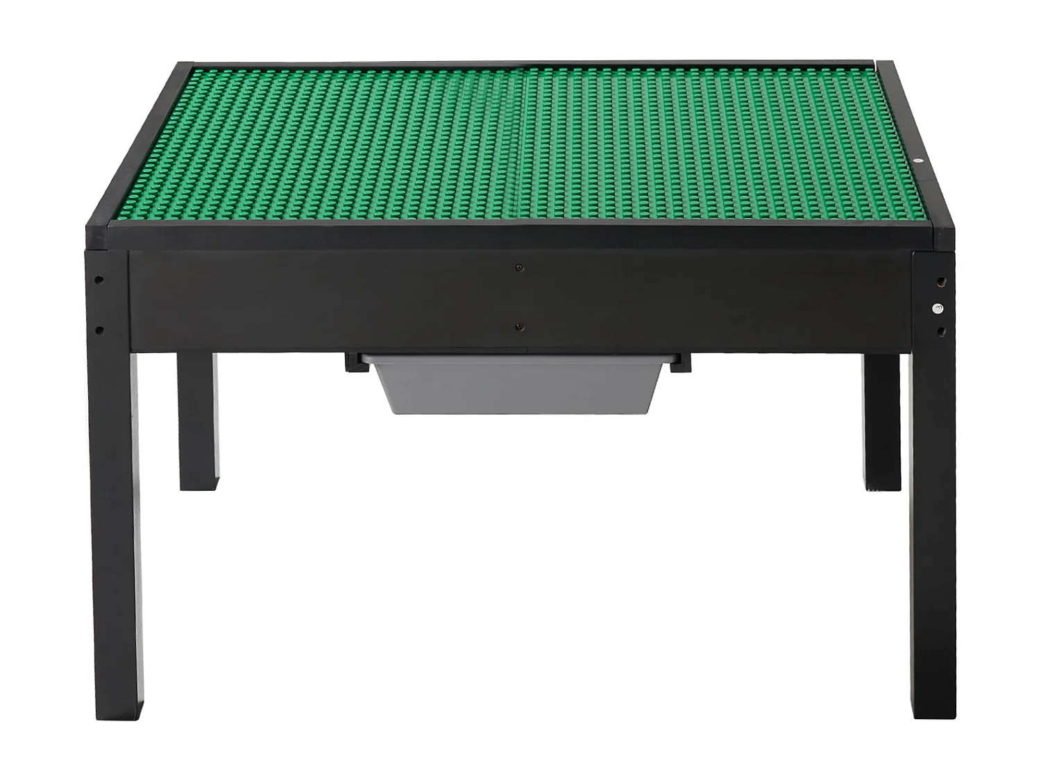 Mesa de Actividades SucceBuy para Niños con Tablero Doble Cara de Bloques de Construcción, Mesa de Juego Multifunción de Madera, 2 Cubos de Almacenamiento