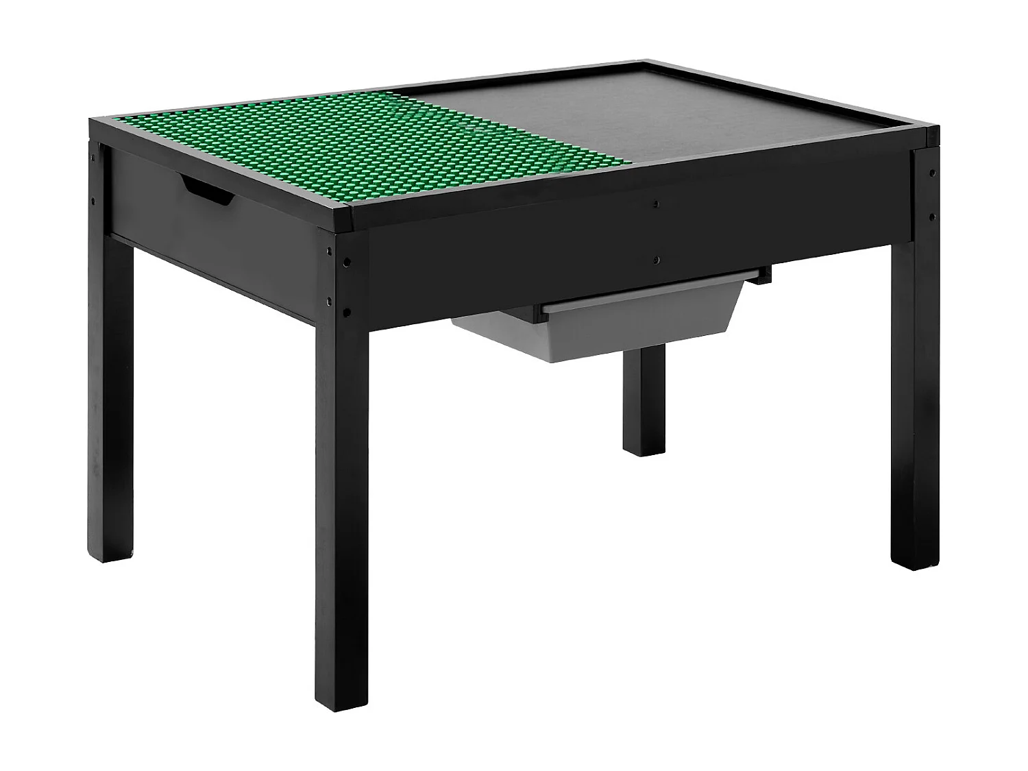 Mesa de Actividades SucceBuy para Niños con Tablero Doble Cara de Bloques de Construcción, Mesa de Juego Multifunción de Madera, 2 Cubos de Almacenamiento