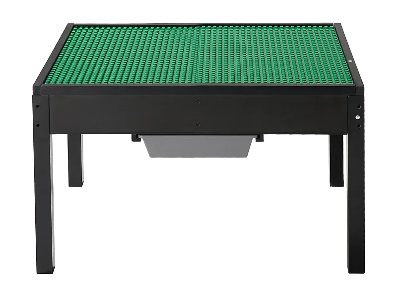 Mesa de Actividades SucceBuy para Niños con Tablero Doble Cara de Bloques de Construcción, Mesa de Juego Multifunción de Madera, 2 Cubos de Almacenamiento