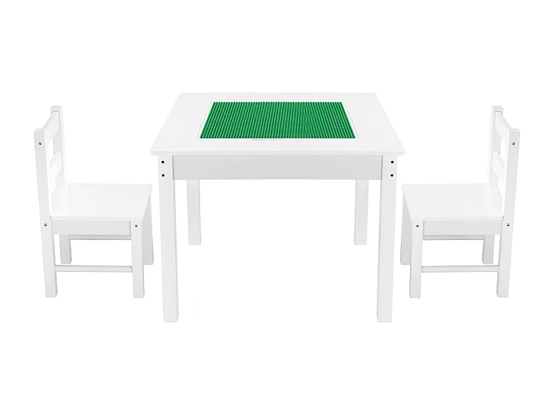 Table d'Activités SucceBuy pour Enfants avec 2 Chaises, Table de Jeu Multifonction, avec Plateau Double Face en Blocs de Construction, Grand Espace de Rangement