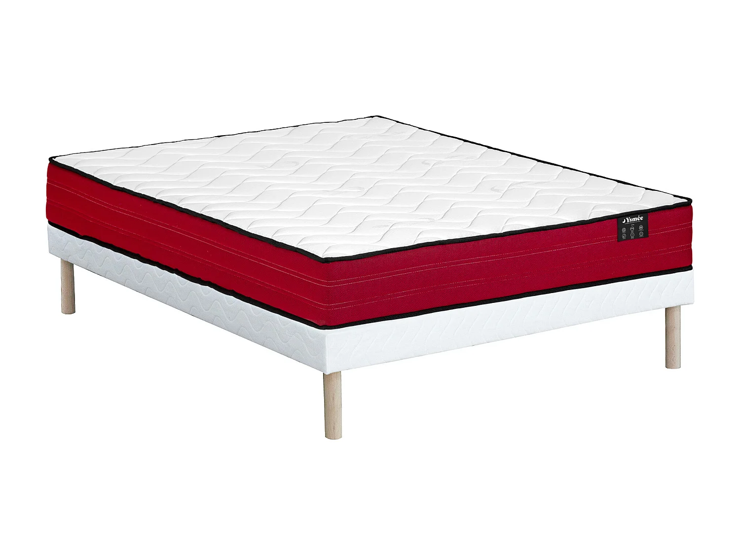 Zestaw 160 x 200 cm: stelaż tapicerowany + materac ze sprężynami kieszeniowymi, grubość 20 cm – JUBIA od marki YSMÉE