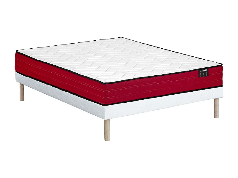 Zestaw 160 x 200 cm: stelaż tapicerowany + materac ze sprężynami kieszeniowymi, grubość 20 cm – JUBIA od marki YSMÉE
