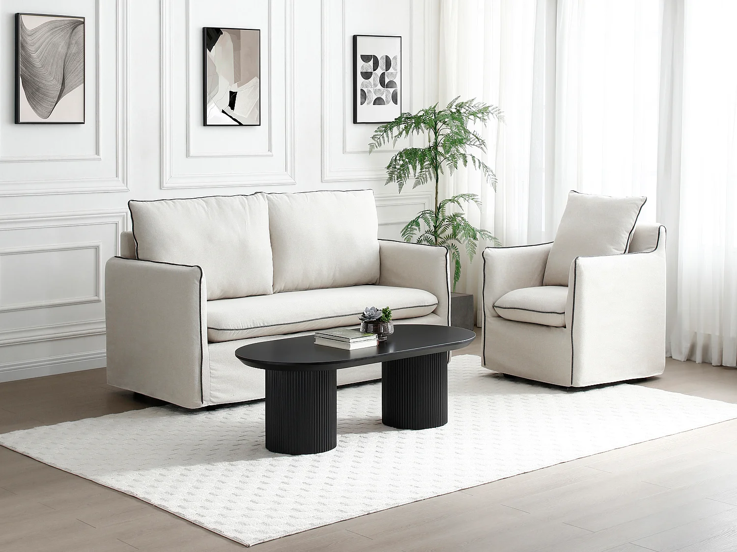 Mesa de centro de MDF - Negro - LORIMILA