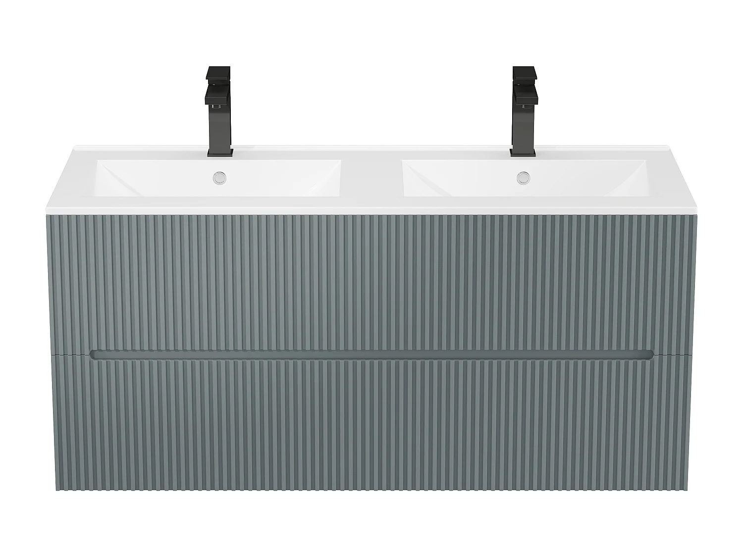 Meuble de salle de bain suspendu strié avec vasque à encastrer et robinet- Gris - 120 cm - PAVANI