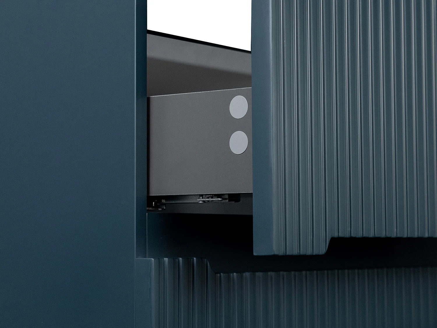 Meuble de salle de bain suspendu strié avec vasque à encastrer et robinet- Bleu - 120 cm - PAVANI