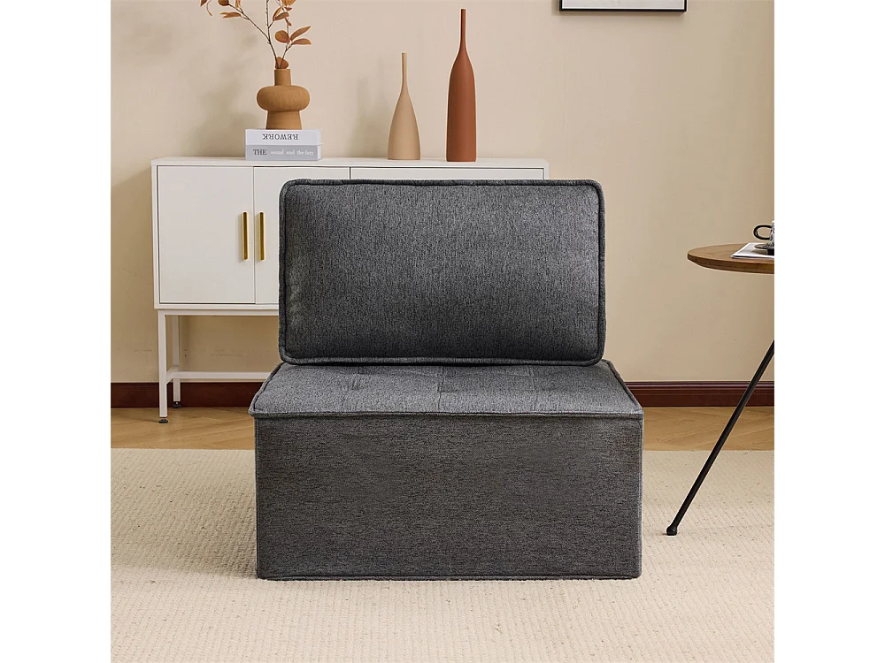 Fauteuil de salon, pouf, pour chambre d'amis ou chambre d'enfant, gris