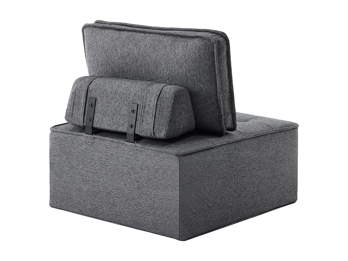 Fauteuil de salon, pouf, pour chambre d'amis ou chambre d'enfant, gris