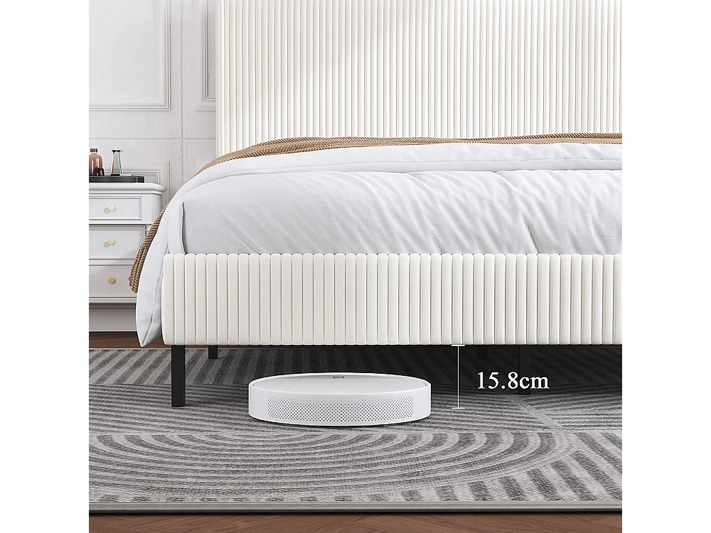 Lit capitonné 160 x 200 cm, tête de lit en tissu, antidérapant, sommier à lattes métalliques