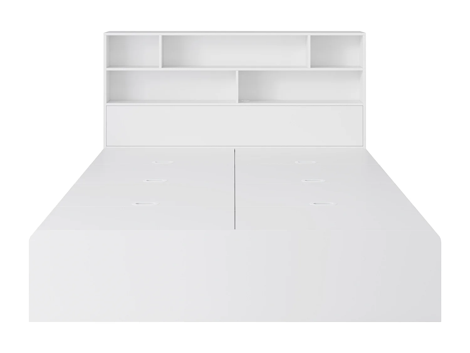 Opbergbed 140x200cm, tweepersoonsbed, functioneel bed, massief houten bed, met USB-poort, opbergvak, wit, matras niet inbegrepen