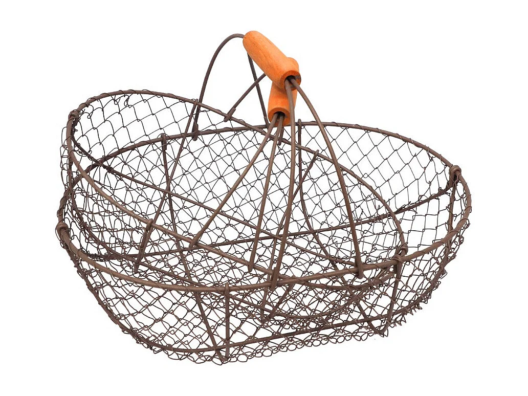 Set2 paniers grillage oeuf poule corbeille fruit métal marron