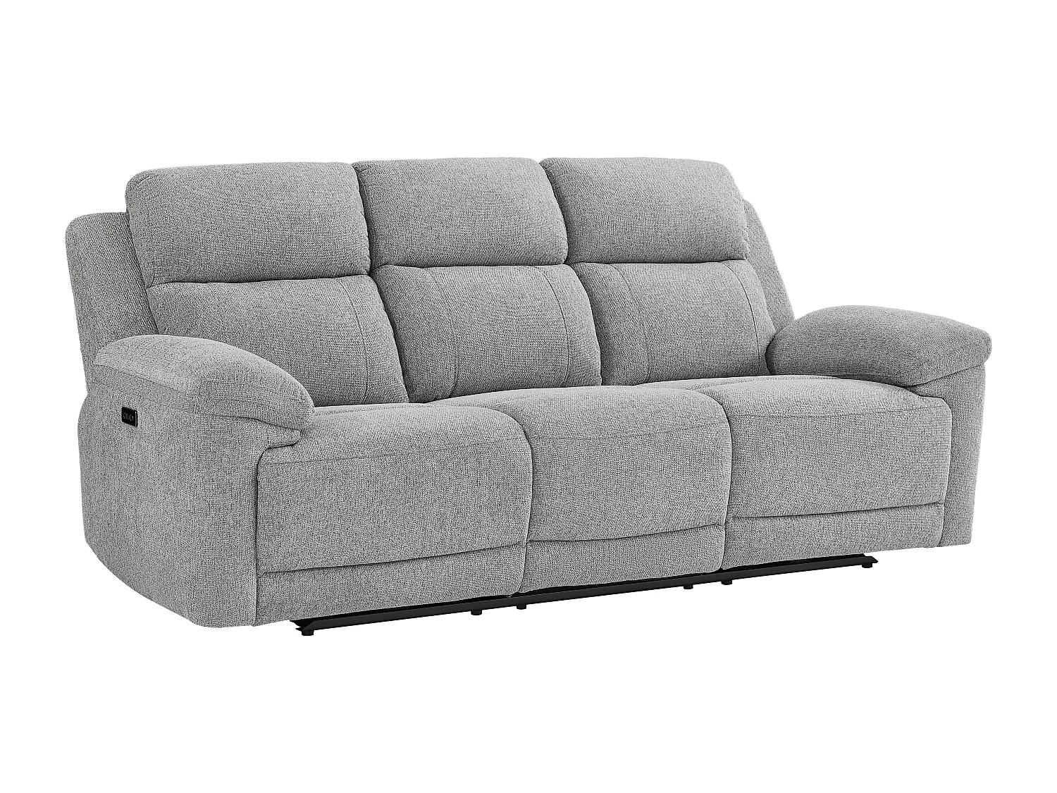 Canapé 3 places et fauteuil relax électrique en tissu chiné gris KELUNO