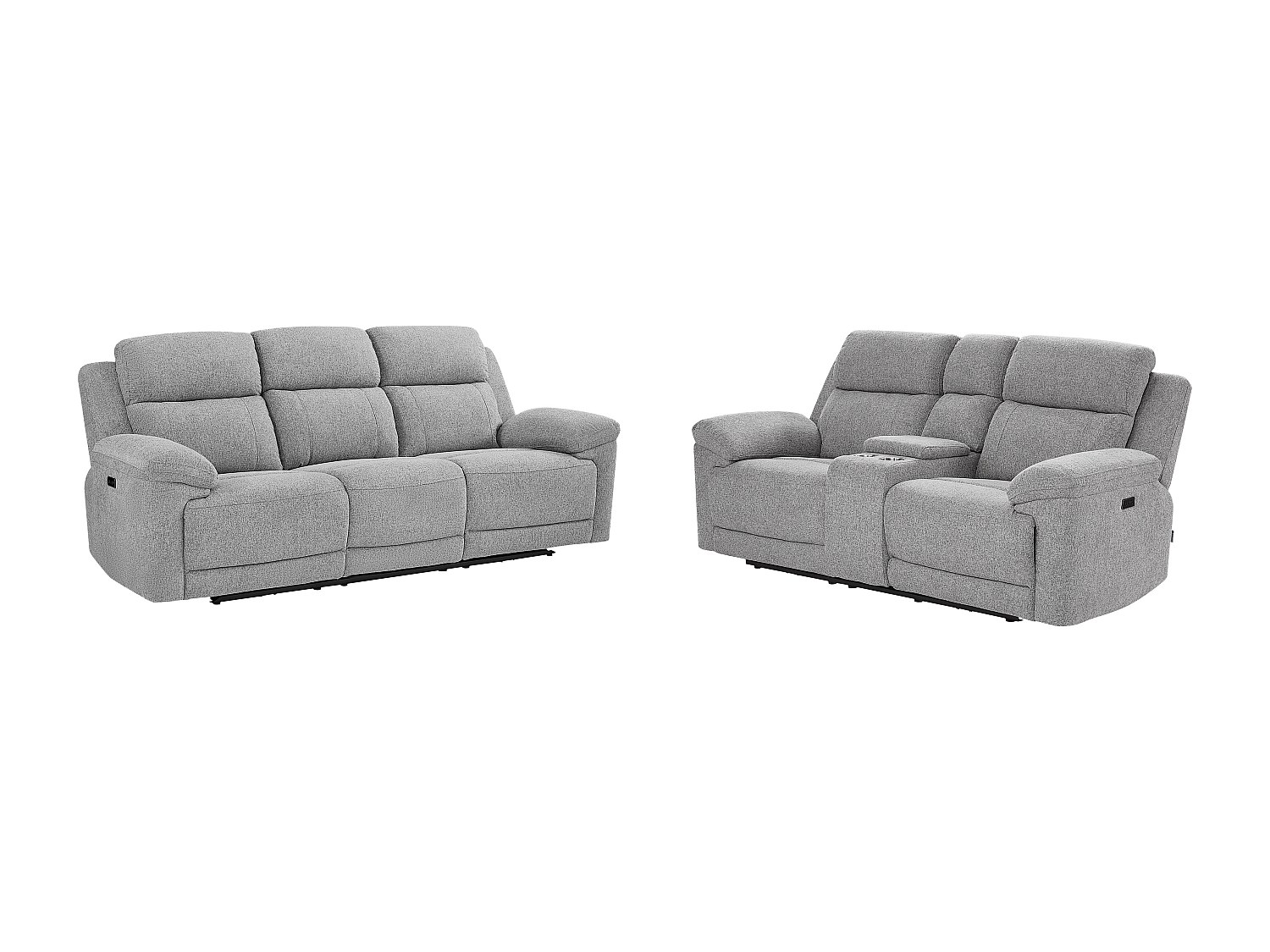 Relaxsofa 3-Sitzer & 2-Sitzer elektrisch – melierter Stoff – Grau – KELUNO günstig online kaufen