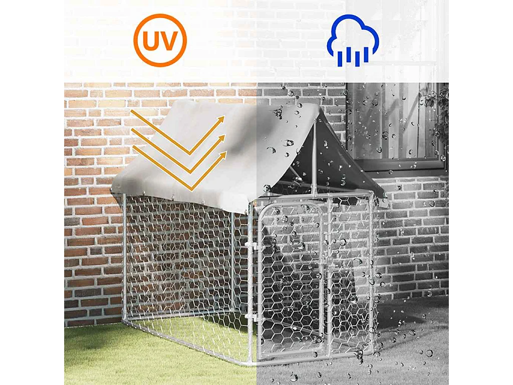 Canil de Exterior Grande 200x100x150 cm com Telhado e Segurança Avançada