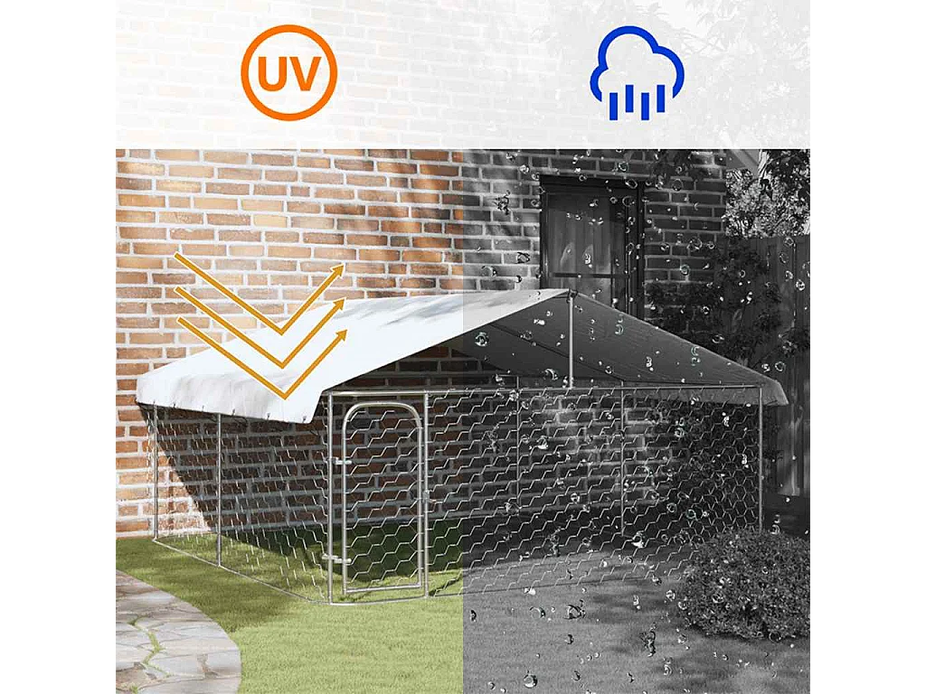Canil Externo Grande com Telhado Resistente - 300x300x150 cm para Cães