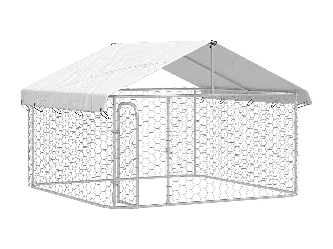 Canil de Exterior Grande com Telhado 200x200x150 cm para Cães