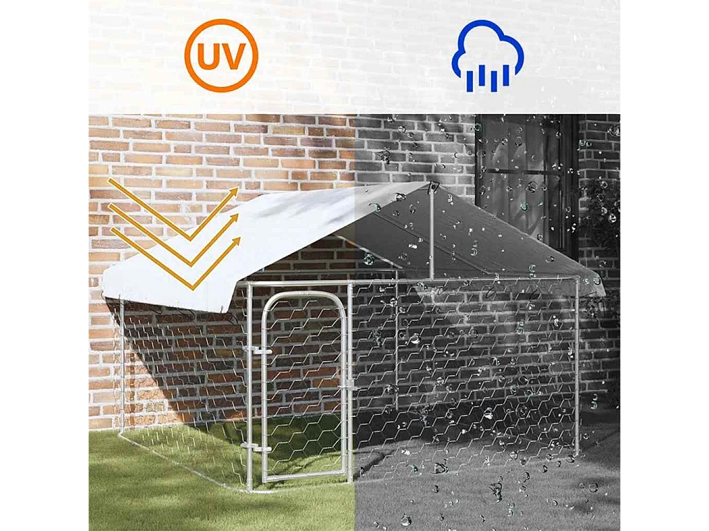 Canil de Exterior Grande com Telhado 200x200x150 cm para Cães