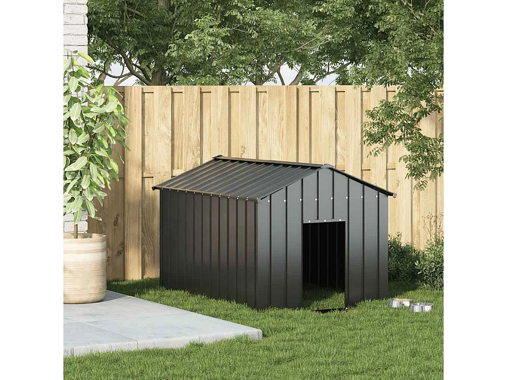 Casota para cães com telhado 113x153x101 cm aço galvanizado