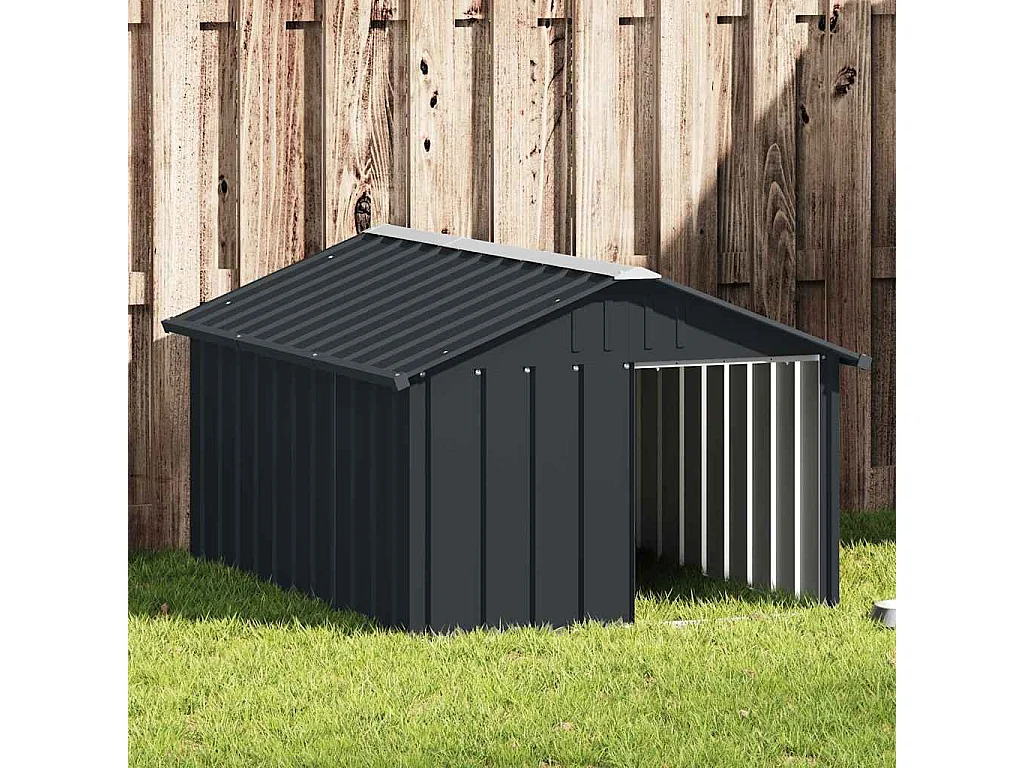 Hundehütte 116,5 x 103 x 81,5 cm, anthrazitfarbener, verzinkter Stahl