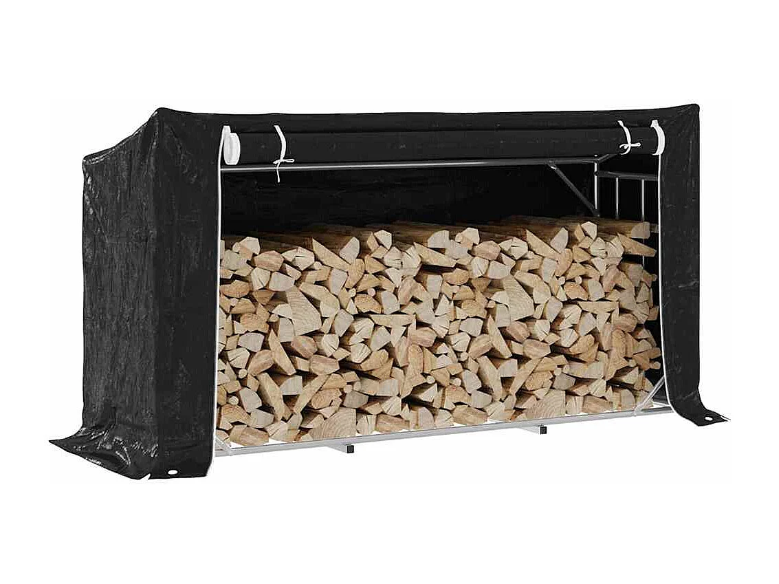 Stojak na drewno opałowe z pokrowcem przeciwdeszczowym, 200,5x60,5x110,5 cm, ocynkowana stal.