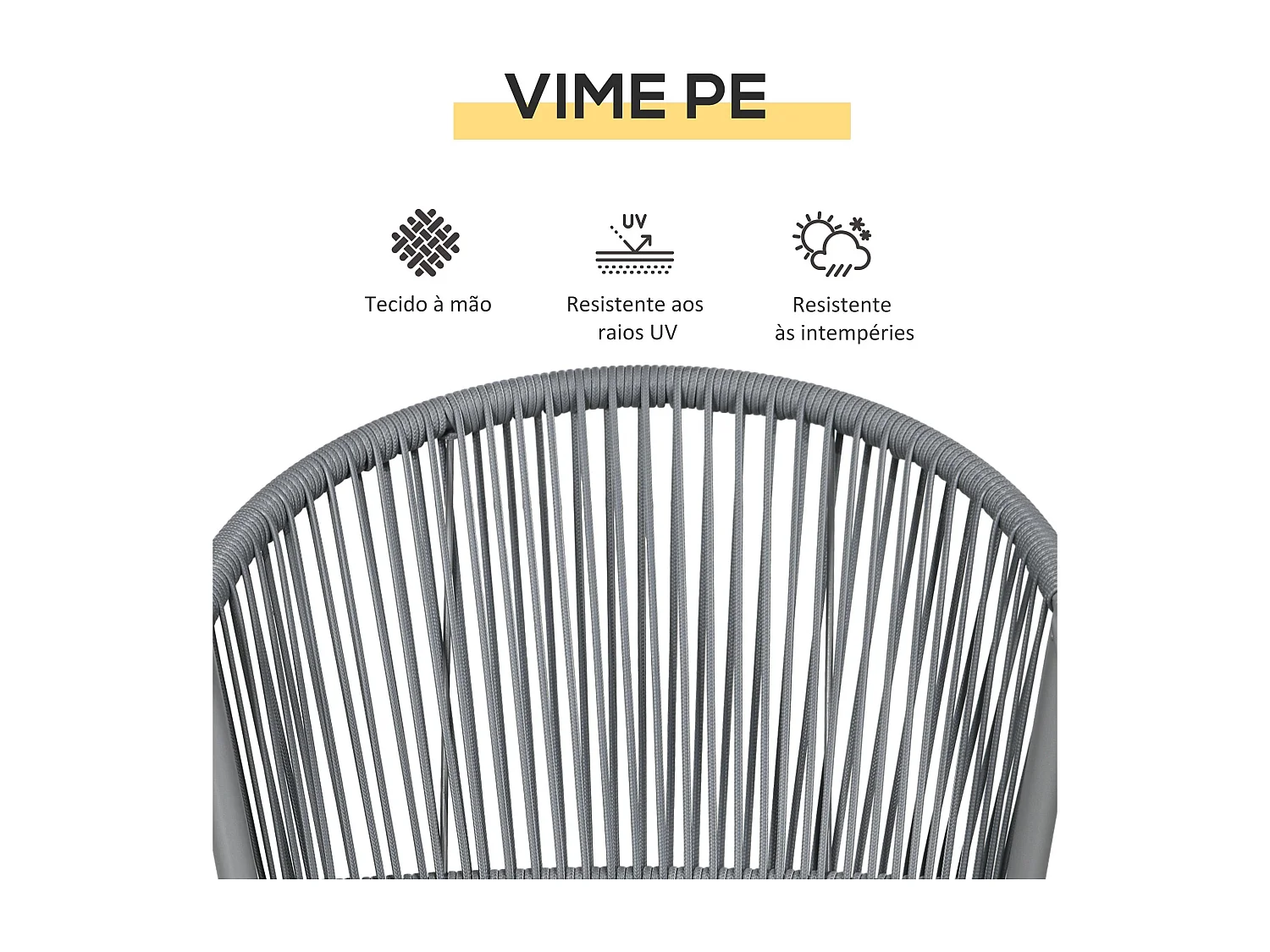 Conjunto de Jardim Exterior 3 Peças Cinzento 58x62x78 cm