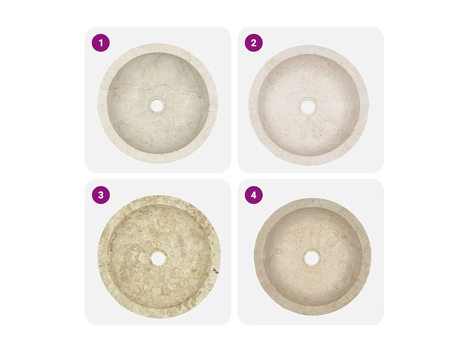 Waschbecken 40x12 cm, cremefarbener Marmor