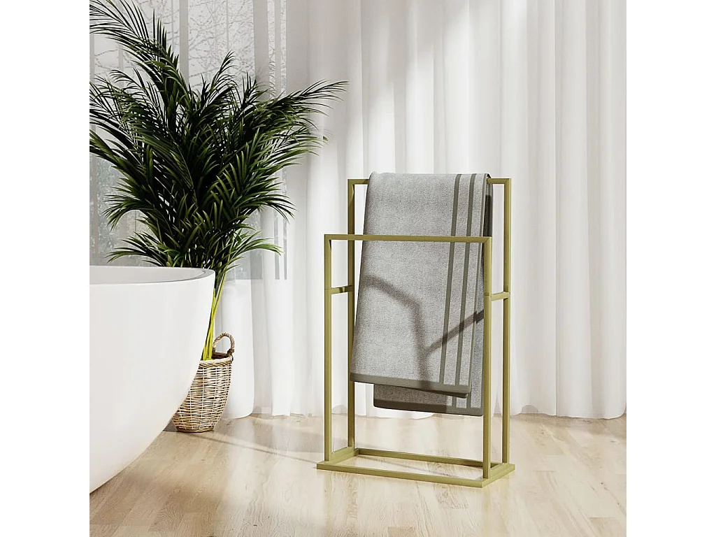 Porte-serviettes sur pied 48 x 24 x 78,5 cm, fer plaqué or