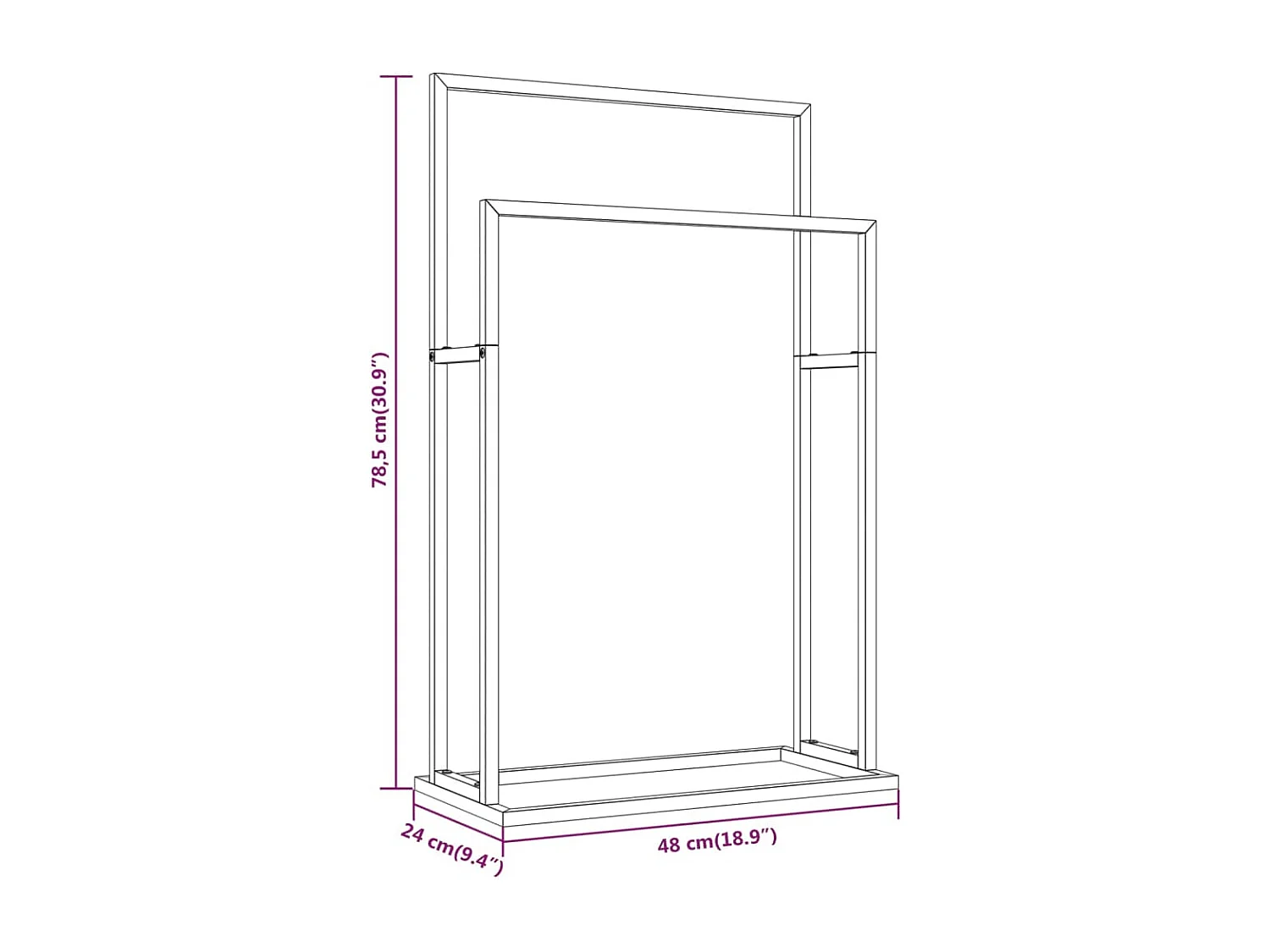 Porte-serviettes sur pied 48 x 24 x 78,5 cm, fer plaqué or