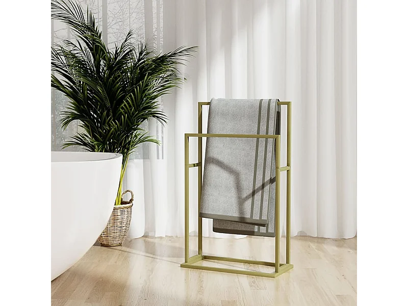 Porte-serviettes sur pied 48 x 24 x 78,5 cm, fer plaqué or