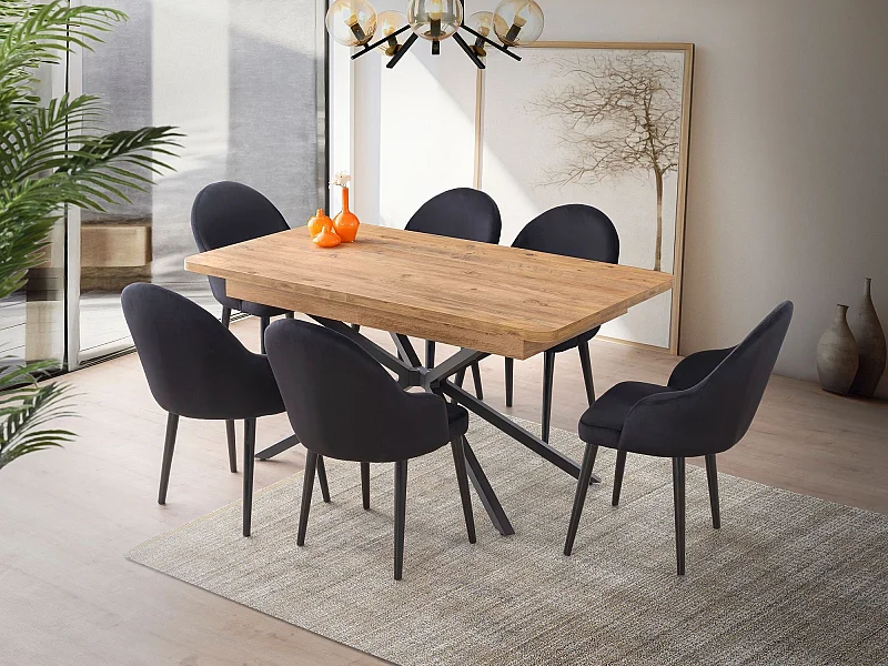 Rozkładany stół jadalny – 160 cm x 90 cm x 79 cm – brązowy – MDF