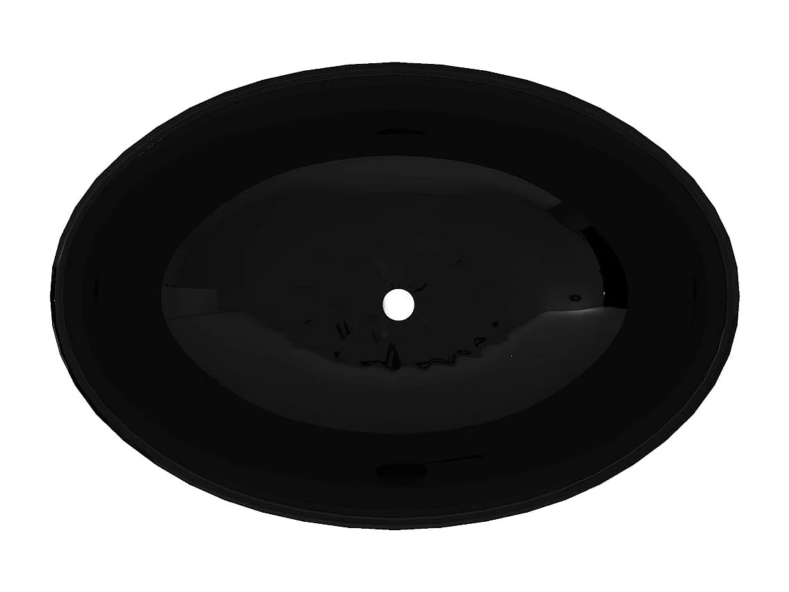 Lavatório de Cerâmica Oval Preto 40 x 33 cm para Banheiro Moderno