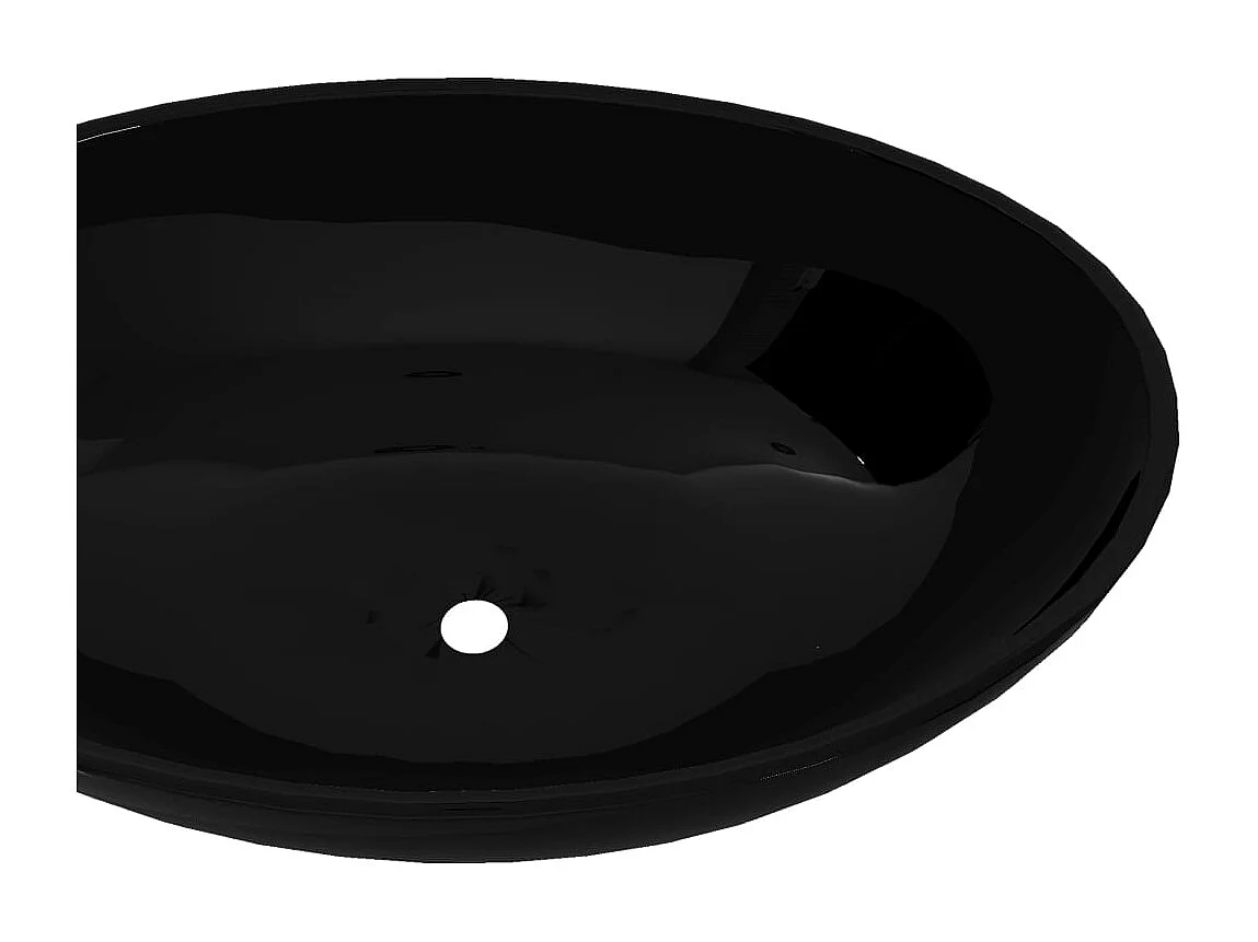 Lavatório de Cerâmica Oval Preto 40 x 33 cm para Banheiro Moderno