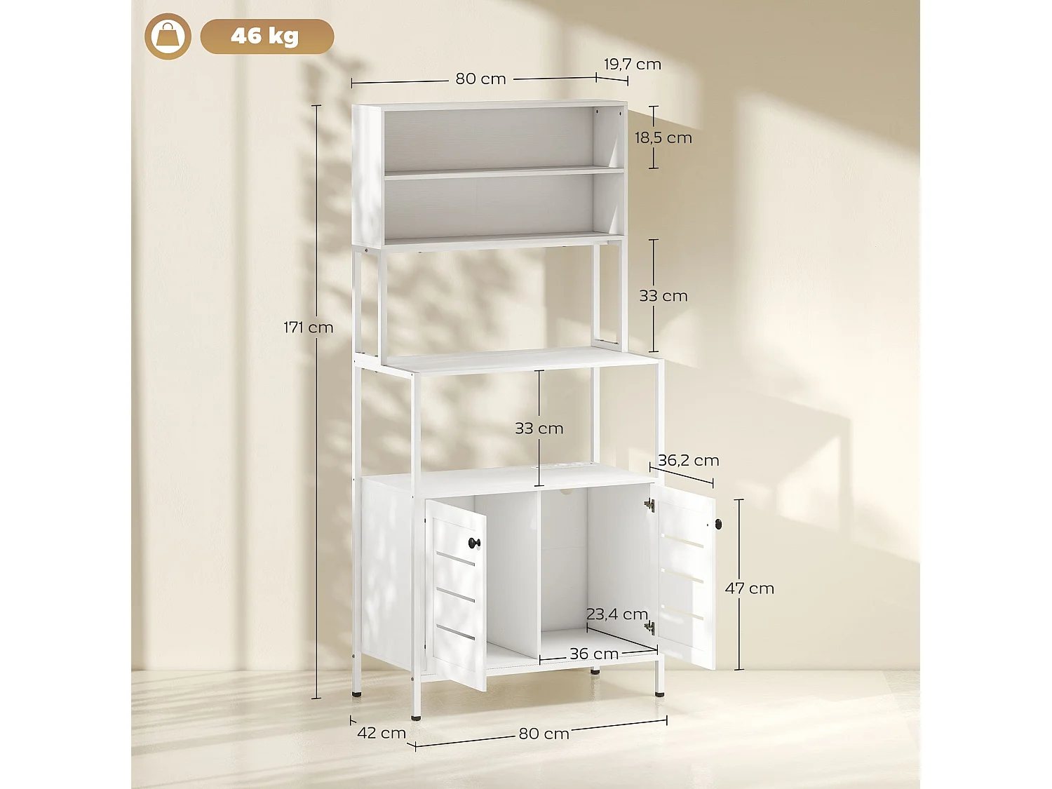 Mobile da cucina 80x42x171 cm bianco - Organizzazione e comfort in cucina