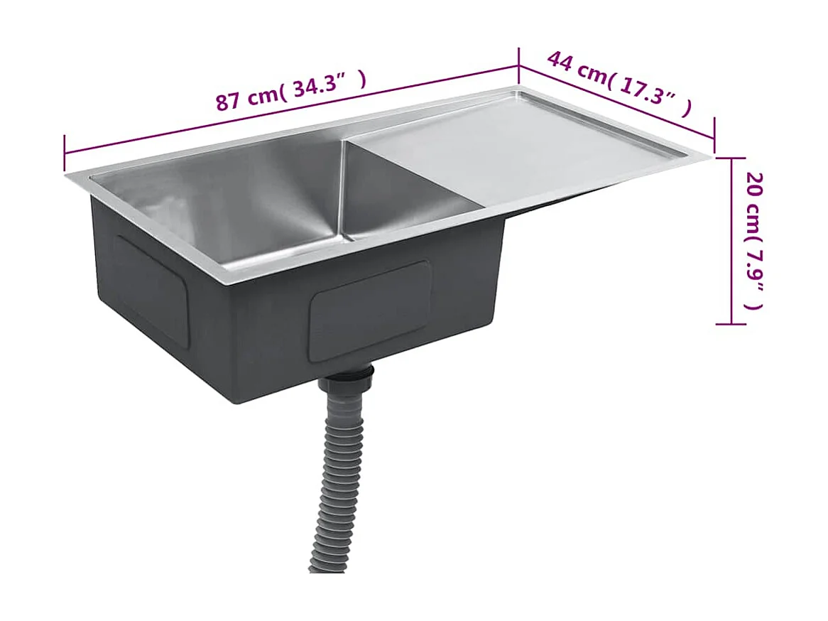 Handgefertigte Küchenspüle aus Edelstahl
