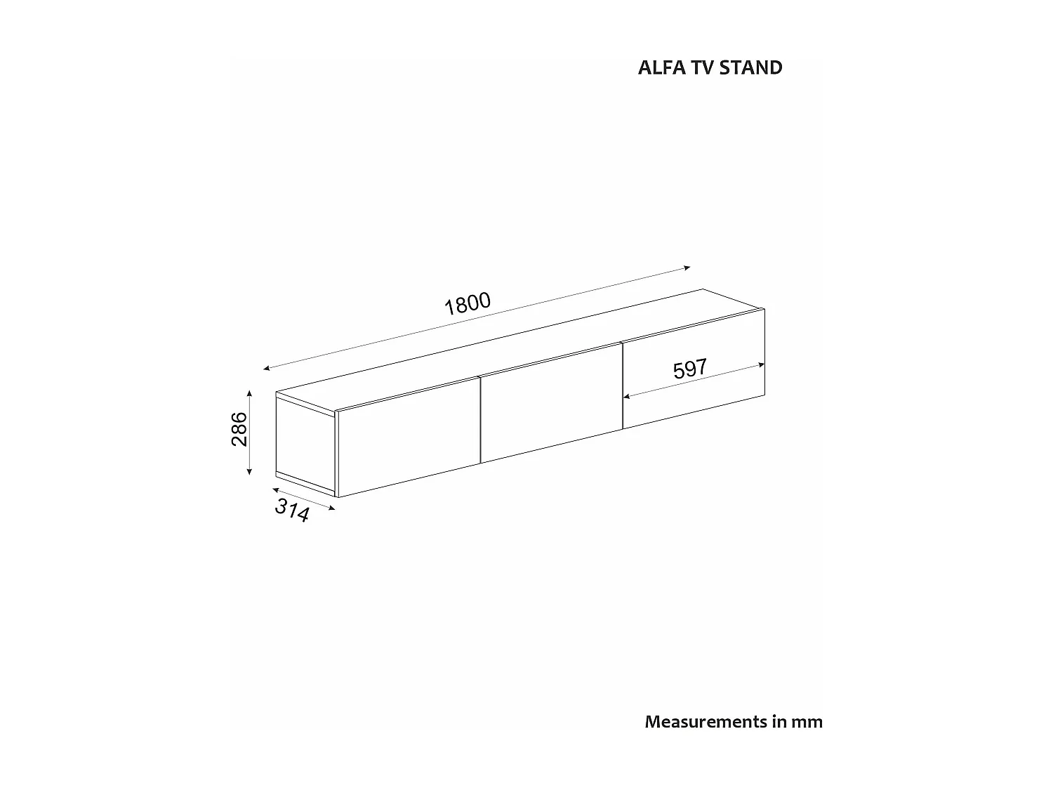 Stojak pod TV – 180 cm x 28,6 cm x 31,4 cm – trawertyn – płyta MDF