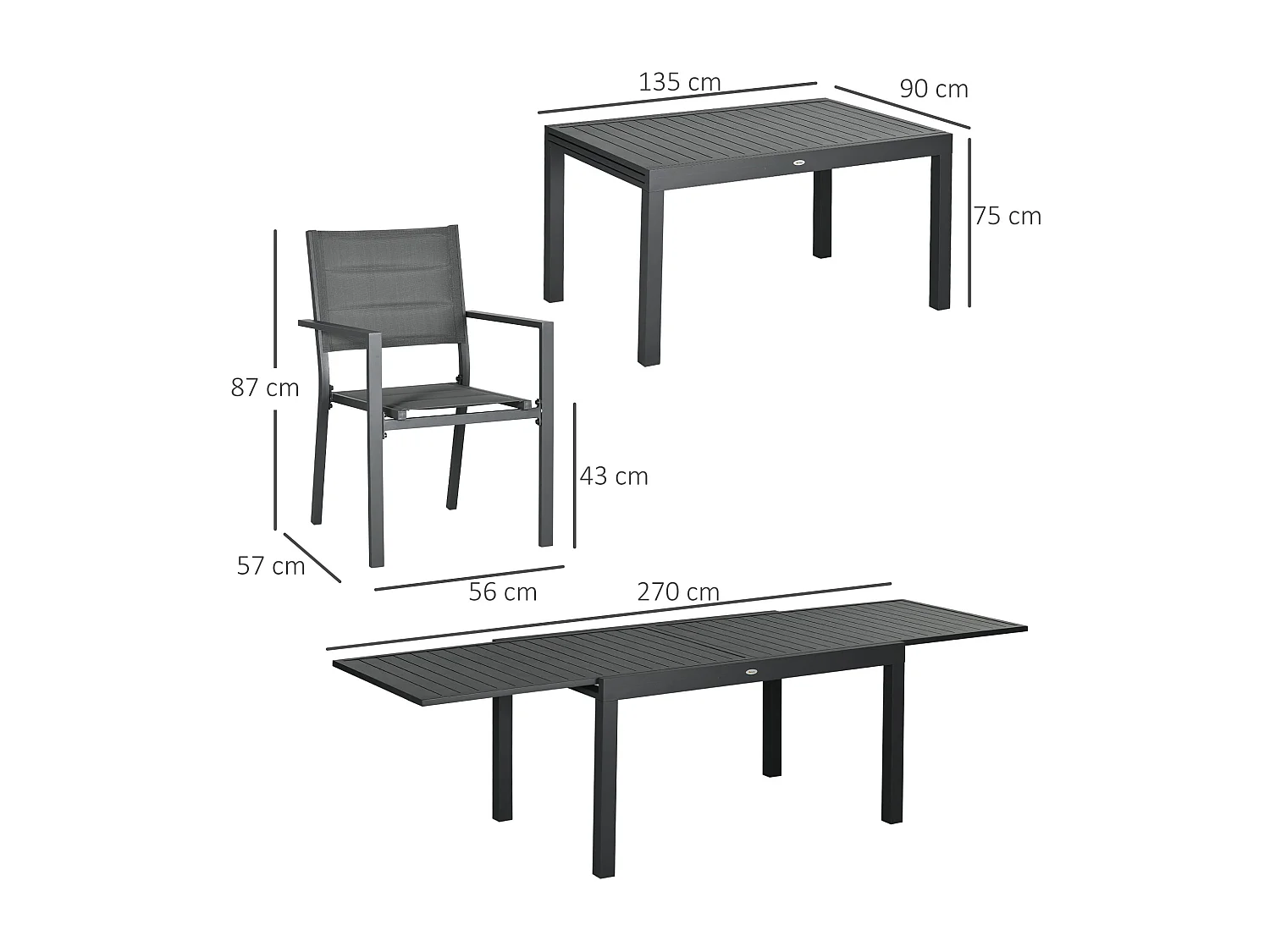 Conjunto de Jantar Mayleen para Jardim - 8 Cadeiras e Mesa Extensível Moderna