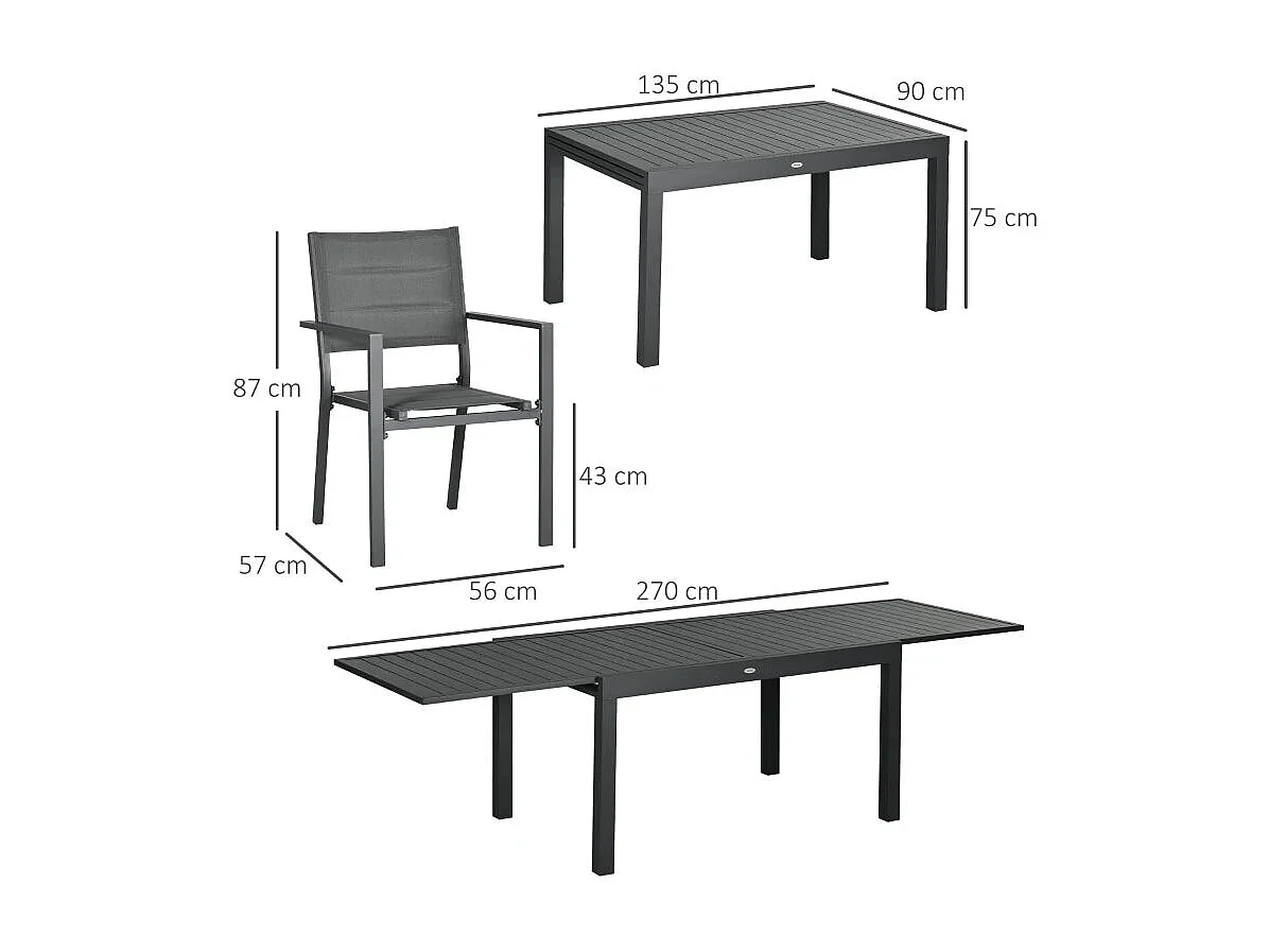 Conjunto de Jantar Mayleen para Jardim - 8 Cadeiras e Mesa Extensível Moderna