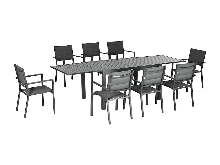 Conjunto de Jantar Mayleen para Jardim - 8 Cadeiras e Mesa Extensível Moderna