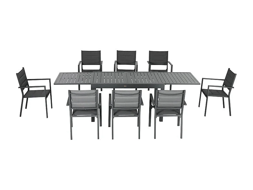 Conjunto de Jantar Mayleen para Jardim - 8 Cadeiras e Mesa Extensível Moderna