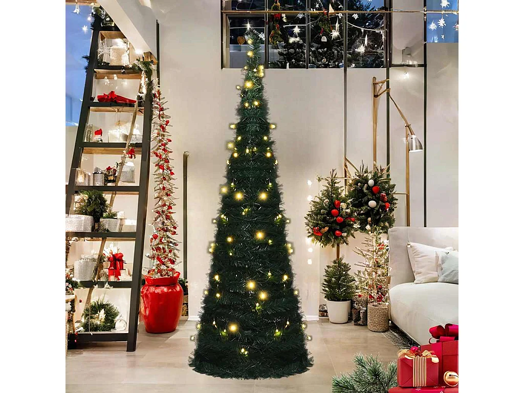 Árvore Natal pop-up artificial pré-iluminada 180 cm verde