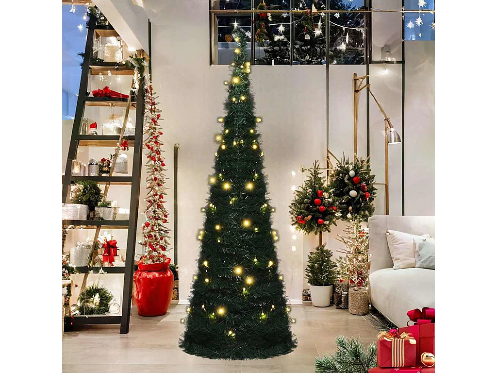 Künstlicher Pop-Up-Weihnachtsbaum mit Beleuchtung Grün 180 cm