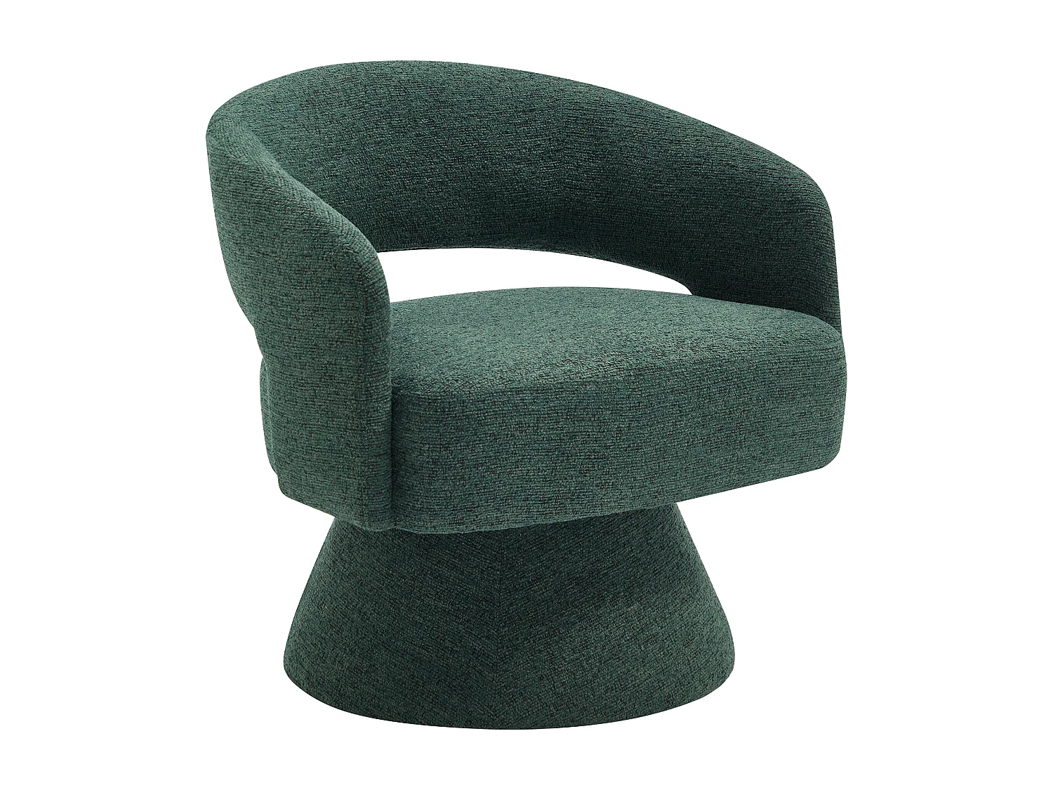 Fauteuil pivotant en tissu chenille vert sapin FEDOTE