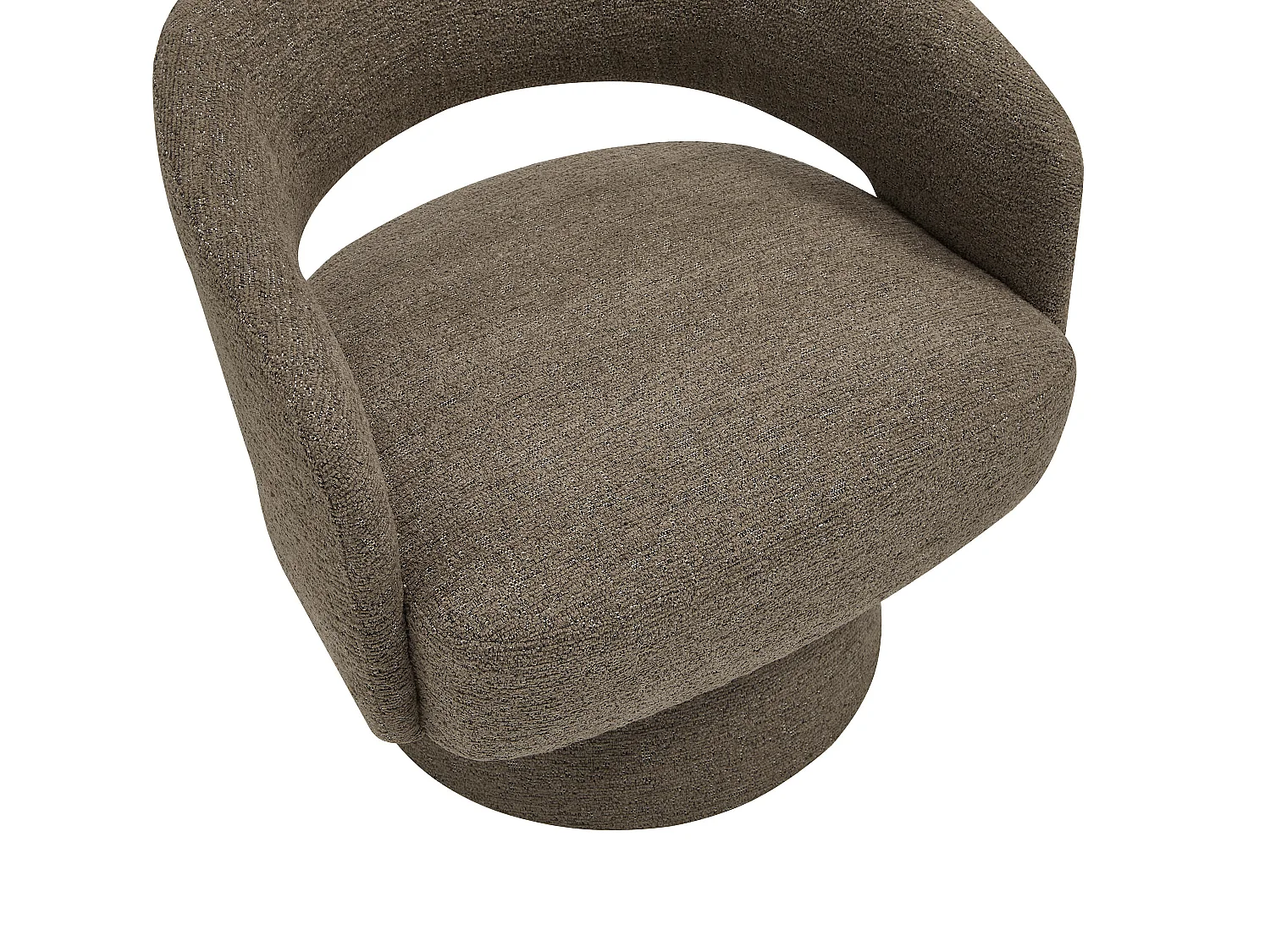Fauteuil pivotant en tissu chenille taupe FEDOTE