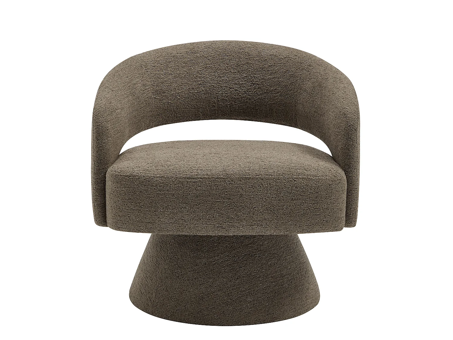 Fauteuil pivotant en tissu chenille taupe FEDOTE