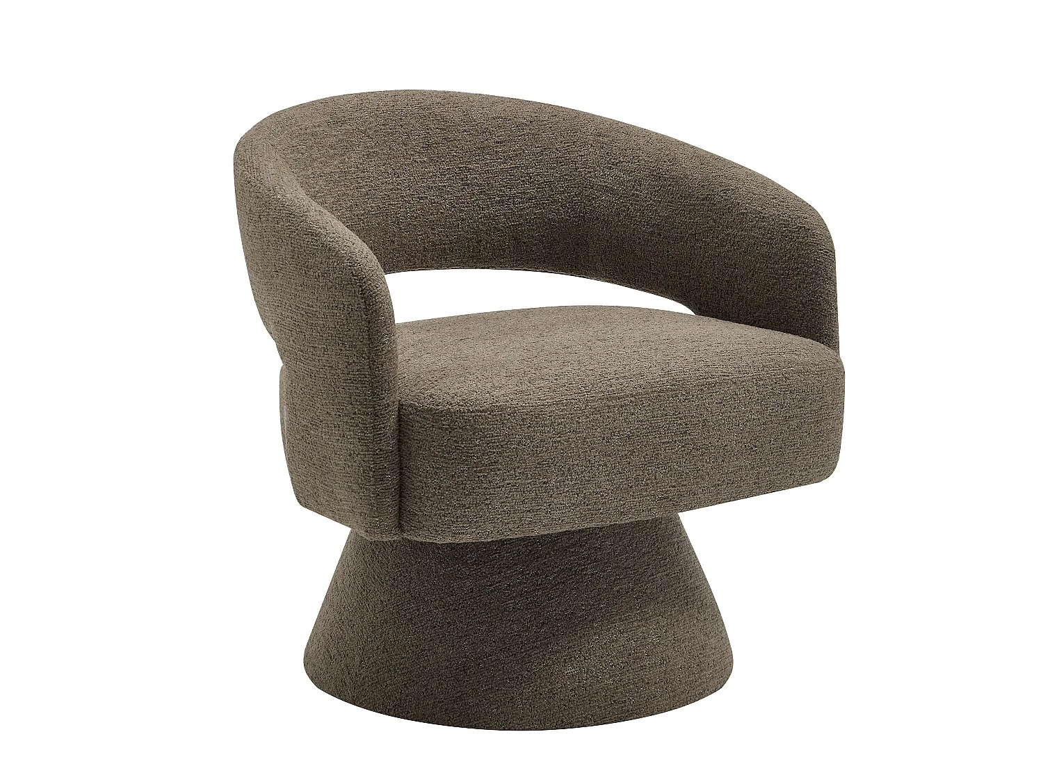 Fauteuil pivotant en tissu chenille taupe FEDOTE