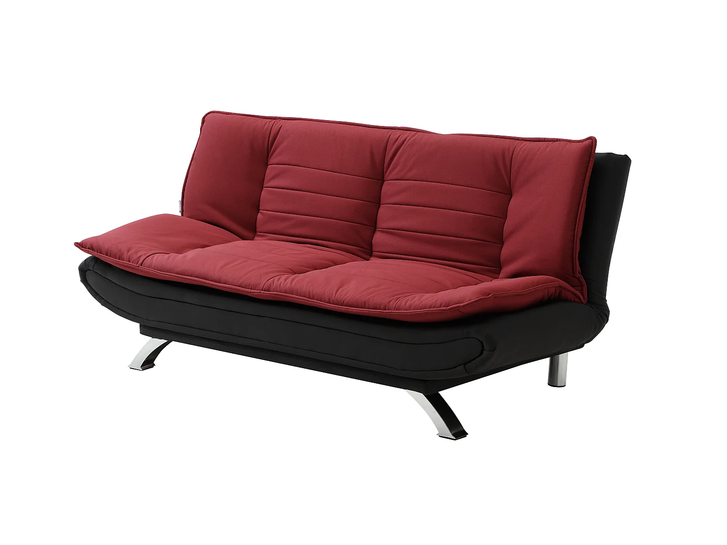 Canapé convertible clic-clac en tissu rouge et noir DEMIDO