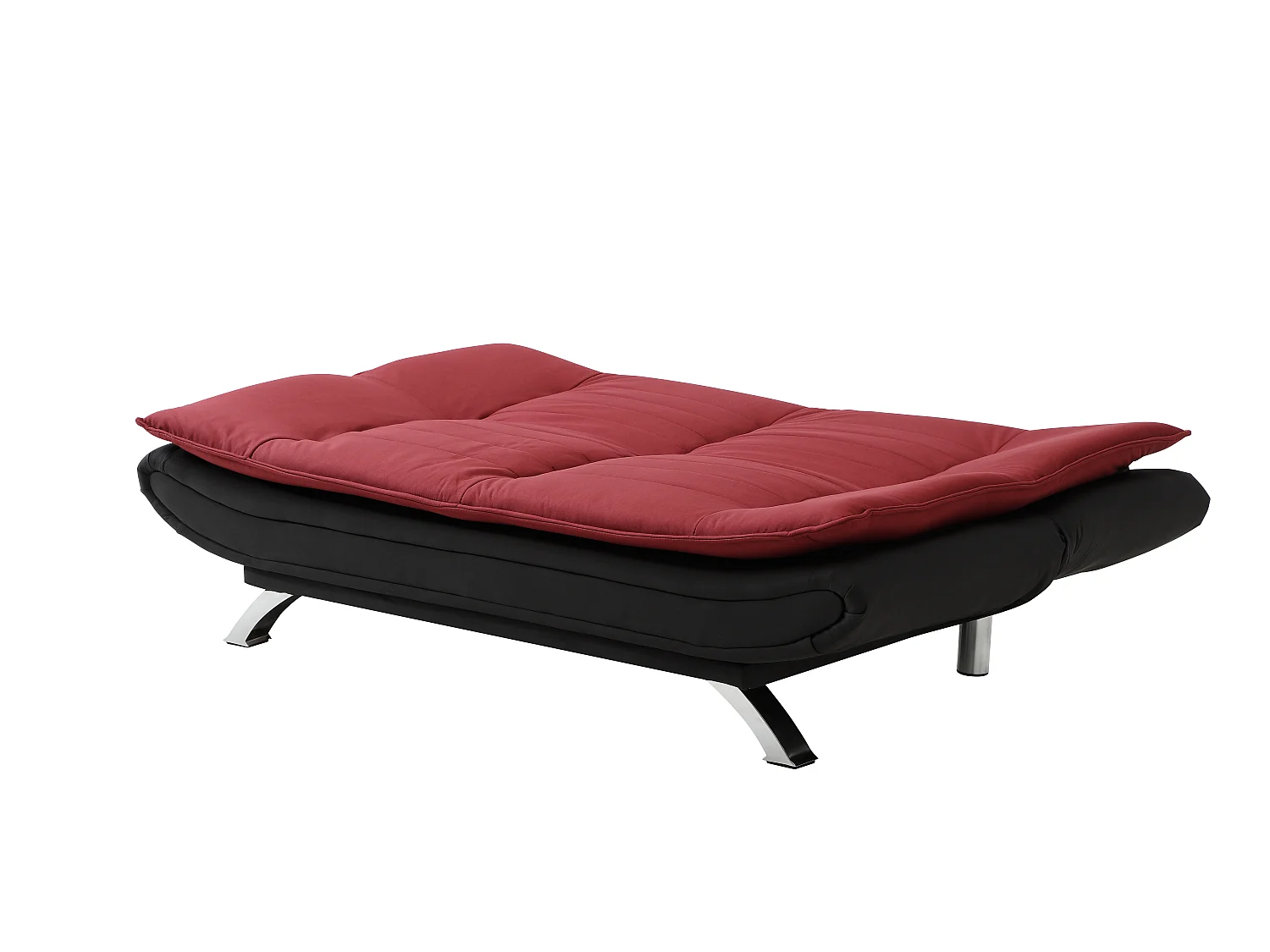 Canapé convertible clic-clac en tissu rouge et noir DEMIDO