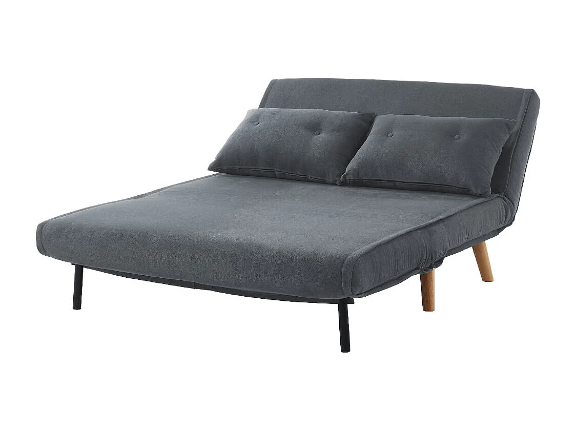 Canapé 2 places convertible en tissu gris VALERIO