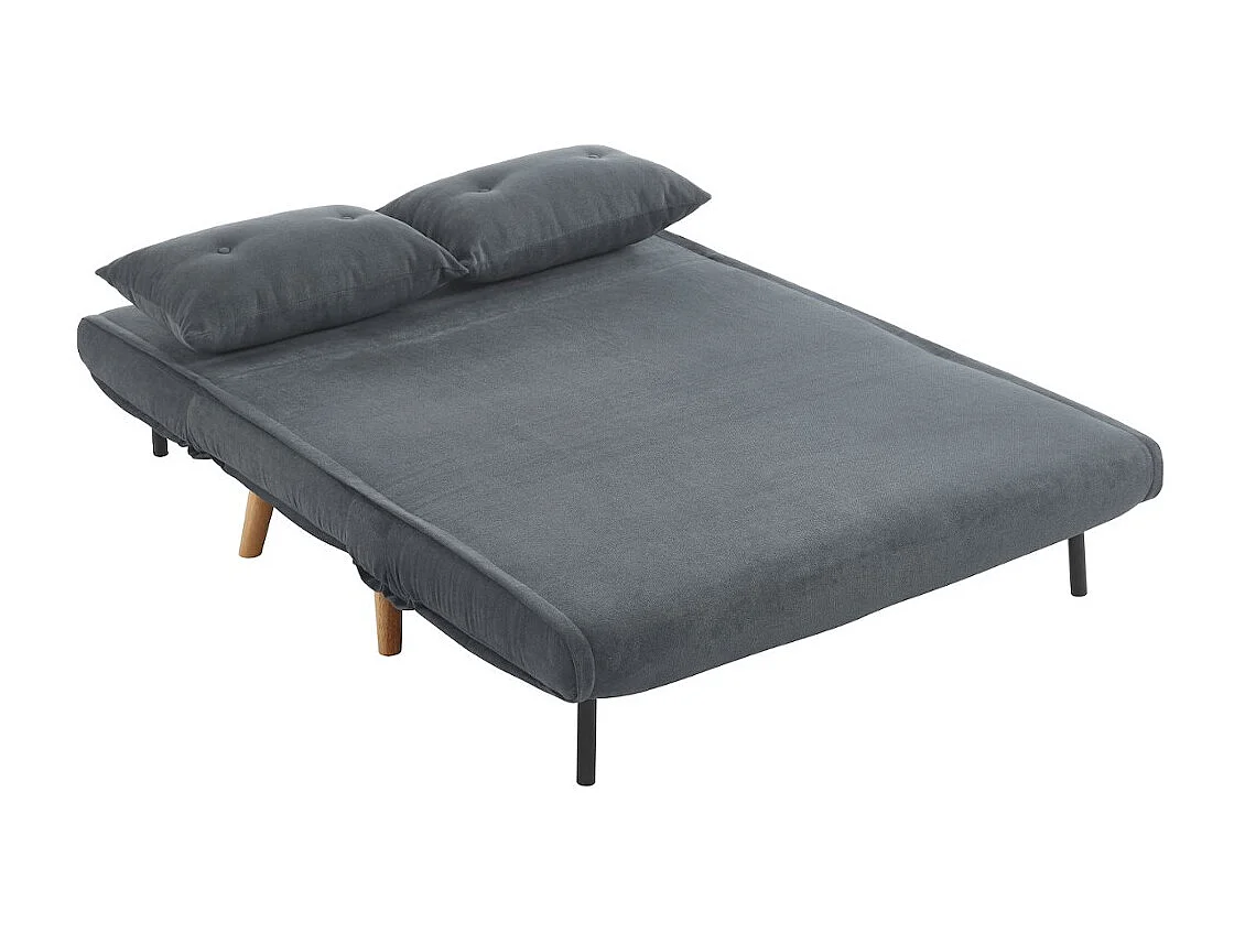 Canapé 2 places convertible en tissu gris VALERIO